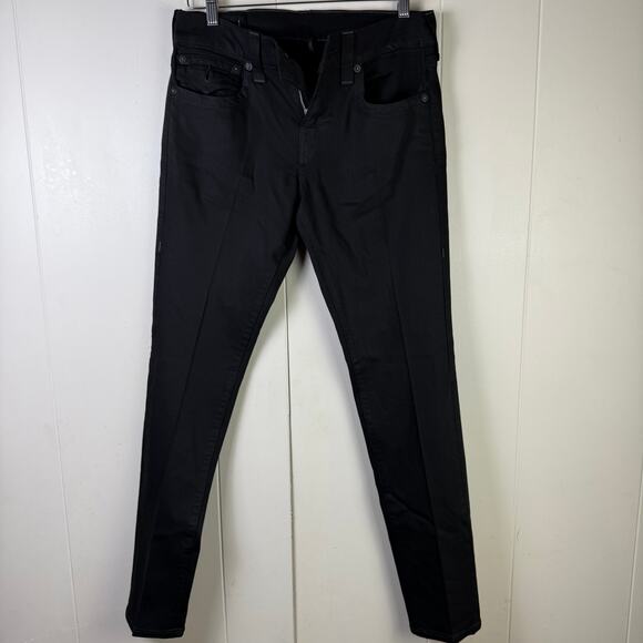 True Religion Geno Jeans Mens Relaxed Slim‎ Fit Black Flap Size 30 - Picture 1 of 9